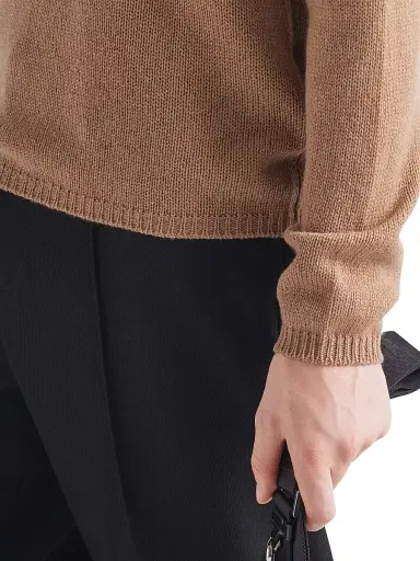 Prada Men's Cashmere Crewneck Sweater - Brown | Thumbnail 4 Prada Men's Cashmere Crewneck Sweater - Brown | Thumbnail 4