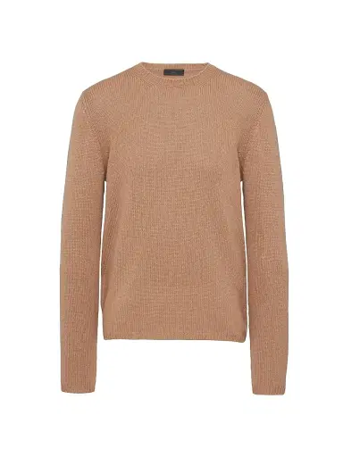 Prada Men's Cashmere Crewneck Sweater - Brown | Thumbnail 1 Prada Men's Cashmere Crewneck Sweater - Brown | Thumbnail 1