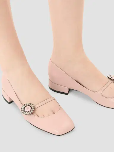 Valentino Garavani Women's Mary-Jane Preshoes 20MM Ballerinas in Kidskin - Water Rose | Thumbnail 7 Valentino Garavani Women's Mary-Jane Preshoes 20MM Ballerinas in Kidskin - Water Rose | Thumbnail 7