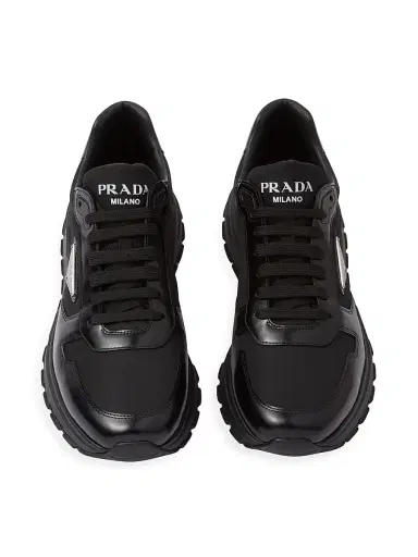 Prada Men's Re-Nylon and Brushed Leather Sneakers - Black | Thumbnail 3 Prada Men's Re-Nylon and Brushed Leather Sneakers - Black | Thumbnail 3