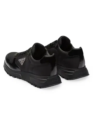 Prada Men's Re-Nylon and Brushed Leather Sneakers - Black | Thumbnail 4 Prada Men's Re-Nylon and Brushed Leather Sneakers - Black | Thumbnail 4