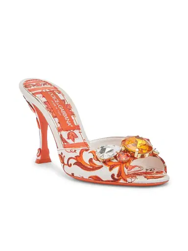 Dolce & Gabbana Women's 85MM Embellished Majolica Stiletto Mules - Maiolica Orange | Thumbnail 2 Dolce & Gabbana Women's 85MM Embellished Majolica Stiletto Mules - Maiolica Orange | Thumbnail 2