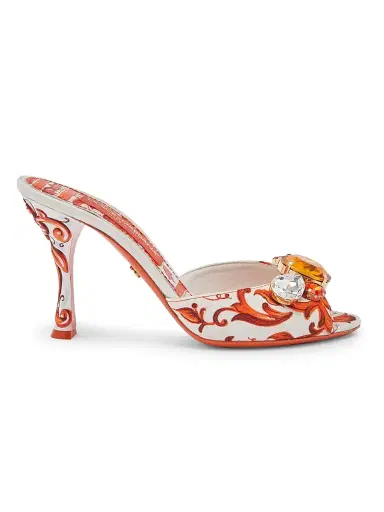 Dolce & Gabbana Women's 85MM Embellished Majolica Stiletto Mules - Maiolica Orange | Thumbnail 1 Dolce & Gabbana Women's 85MM Embellished Majolica Stiletto Mules - Maiolica Orange | Thumbnail 1