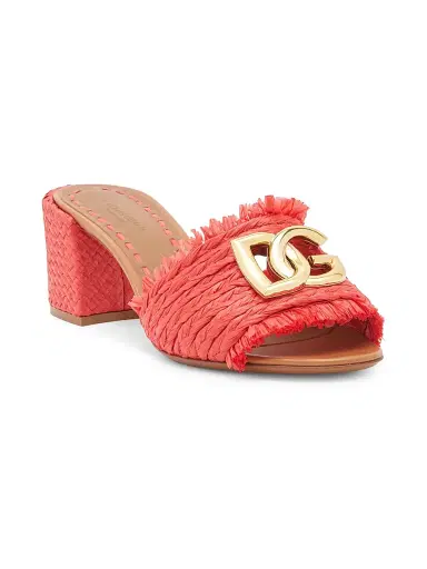 Dolce & Gabbana Women's Woven Logo Block-Heel Sandals - Rosso Sabbia | Thumbnail 2 Dolce & Gabbana Women's Woven Logo Block-Heel Sandals - Rosso Sabbia | Thumbnail 2