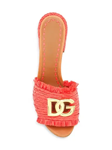 Dolce & Gabbana Women's Woven Logo Block-Heel Sandals - Rosso Sabbia | Thumbnail 3 Dolce & Gabbana Women's Woven Logo Block-Heel Sandals - Rosso Sabbia | Thumbnail 3