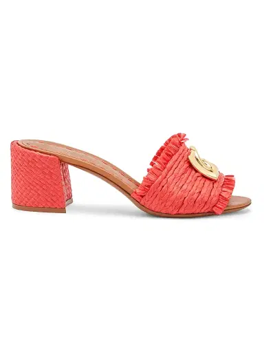 Dolce & Gabbana Women's Woven Logo Block-Heel Sandals - Rosso Sabbia | Thumbnail 1 Dolce & Gabbana Women's Woven Logo Block-Heel Sandals - Rosso Sabbia | Thumbnail 1