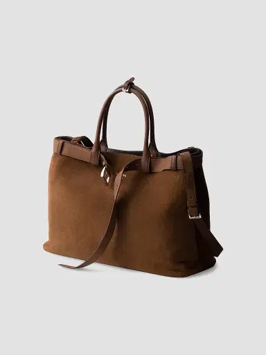 Prada Men's Buckle Suede Bag with Belt - Brown | Thumbnail 3 Prada Men's Buckle Suede Bag with Belt - Brown | Thumbnail 3