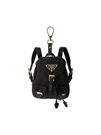Prada Women's Mini Icon Re-Nylon Bag Charm - Black | Thumbnail 1 Prada Women's Mini Icon Re-Nylon Bag Charm - Black | Thumbnail 1