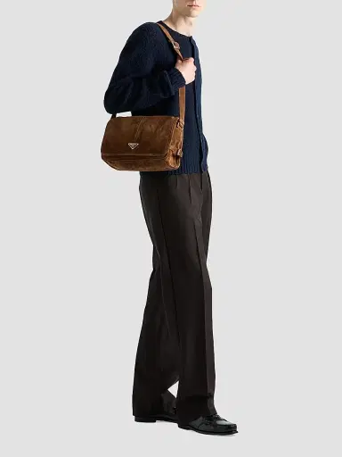 Prada Men's Suede Shoulder Bag | Thumbnail 2 Prada Men's Suede Shoulder Bag | Thumbnail 2