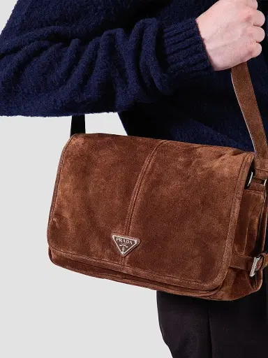 Prada Men's Suede Shoulder Bag | Thumbnail 8 Prada Men's Suede Shoulder Bag | Thumbnail 8