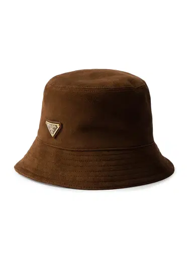 Prada Women's Suede Bucket Hat - Brown - Size Large | Thumbnail 1 Prada Women's Suede Bucket Hat - Brown - Size Large | Thumbnail 1