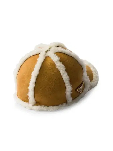 Prada Women's Suede Shearling Baseball Cap - Beige Khaki - Size Small | Thumbnail 2 Prada Women's Suede Shearling Baseball Cap - Beige Khaki - Size Small | Thumbnail 2