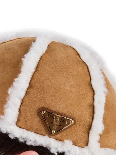 Prada Women's Suede Shearling Baseball Cap - Beige Khaki - Size Small | Thumbnail 3 Prada Women's Suede Shearling Baseball Cap - Beige Khaki - Size Small | Thumbnail 3