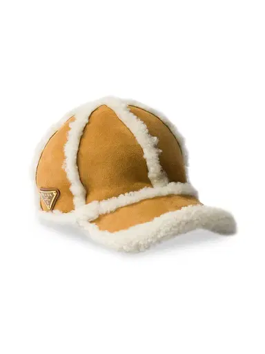 Prada Women's Suede Shearling Baseball Cap - Beige Khaki - Size Small | Thumbnail 1 Prada Women's Suede Shearling Baseball Cap - Beige Khaki - Size Small | Thumbnail 1