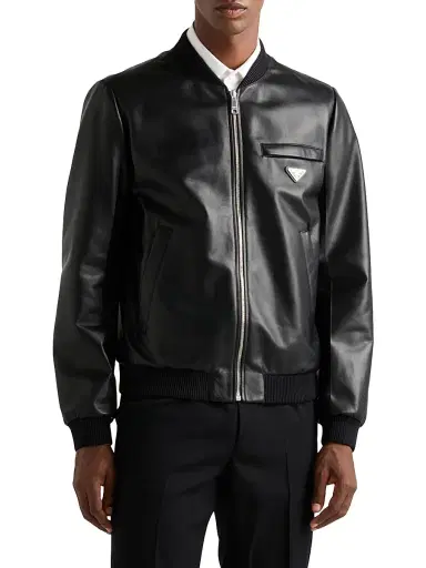 Prada Men's Nappa Leather Bomber Jacket - Black - Size 46 | Thumbnail 2 Prada Men's Nappa Leather Bomber Jacket - Black - Size 46 | Thumbnail 2