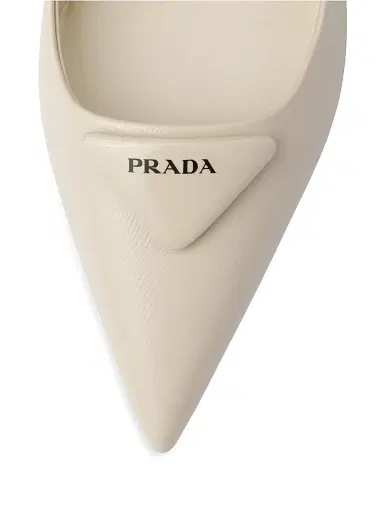 Prada Women's Saffiano 75MM Patent Leather Slingback Pumps - Beige Khaki | Thumbnail 5 Prada Women's Saffiano 75MM Patent Leather Slingback Pumps - Beige Khaki | Thumbnail 5