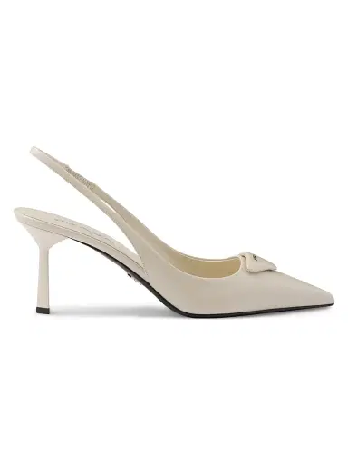 Prada Women's Saffiano 75MM Patent Leather Slingback Pumps - Beige Khaki | Thumbnail 1 Prada Women's Saffiano 75MM Patent Leather Slingback Pumps - Beige Khaki | Thumbnail 1