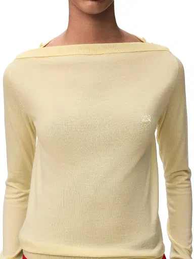 LOEWE Women's Boatneck Wool-Blend Sweater - Light Yellow | Thumbnail 5 LOEWE Women's Boatneck Wool-Blend Sweater - Light Yellow | Thumbnail 5