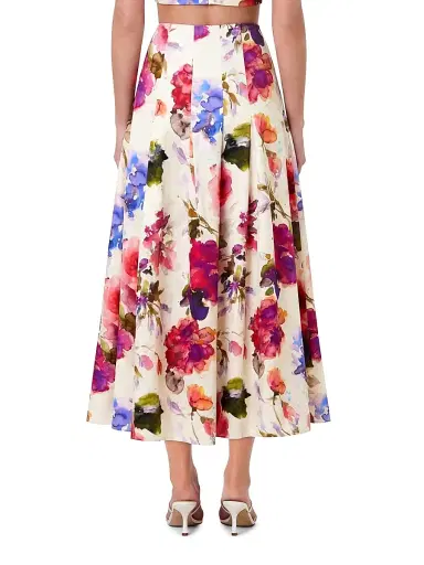 NICHOLAS Women's Jordana Floral Pleated Waist Midi-Skirt - Watercolor Flora | Thumbnail 5 NICHOLAS Women's Jordana Floral Pleated Waist Midi-Skirt - Watercolor Flora | Thumbnail 5