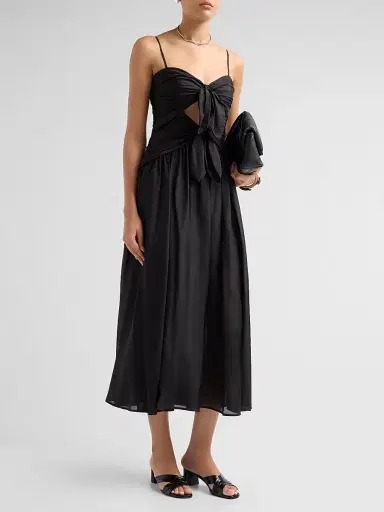 Zimmermann Women's Aster Silk Scarf Midi-Dress - Black - Size 8 | Thumbnail 4 Zimmermann Women's Aster Silk Scarf Midi-Dress - Black - Size 8 | Thumbnail 4