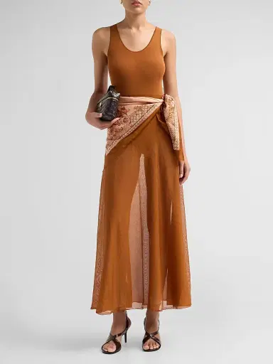 Zimmermann Women's Aster Silk Scarf Maxi Dress - Tan Print - Size 10 | Thumbnail 2 Zimmermann Women's Aster Silk Scarf Maxi Dress - Tan Print - Size 10 | Thumbnail 2