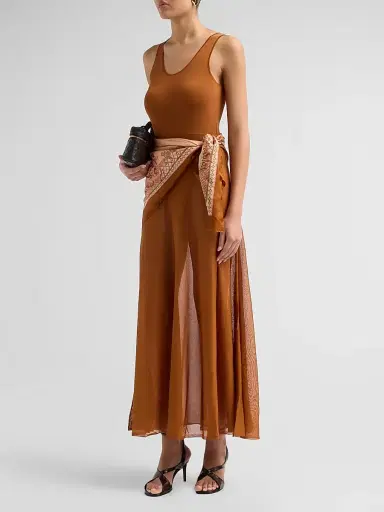 Zimmermann Women's Aster Silk Scarf Maxi Dress - Tan Print - Size 10 | Thumbnail 4 Zimmermann Women's Aster Silk Scarf Maxi Dress - Tan Print - Size 10 | Thumbnail 4