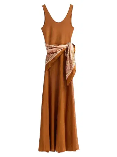 Zimmermann Women's Aster Silk Scarf Maxi Dress - Tan Print - Size 10 | Thumbnail 1 Zimmermann Women's Aster Silk Scarf Maxi Dress - Tan Print - Size 10 | Thumbnail 1