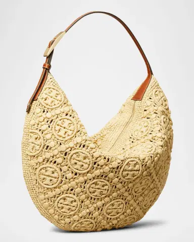 Tory Burch T Monogram Raffia Balloon Bag | Thumbnail 2 Tory Burch T Monogram Raffia Balloon Bag | Thumbnail 2