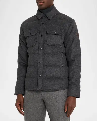 Polo Ralph Lauren Men's Lewis Melton Down Shirt Jacket | Thumbnail 3 Polo Ralph Lauren Men's Lewis Melton Down Shirt Jacket | Thumbnail 3