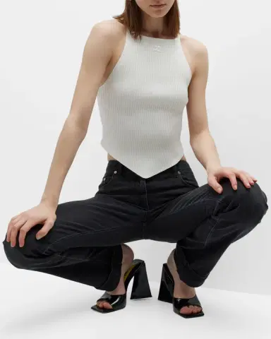 Courreges Rib-Knit Tank Top with Pointed Hem | Thumbnail 6 Courreges Rib-Knit Tank Top with Pointed Hem | Thumbnail 6