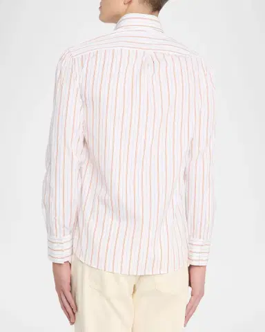 Brunello Cucinelli Men 's Multi-tripe Cotton lim-Fit Button-Down hirt | Thumbnail 2 Brunello Cucinelli Men 's Multi-tripe Cotton lim-Fit Button-Down hirt | Thumbnail 2