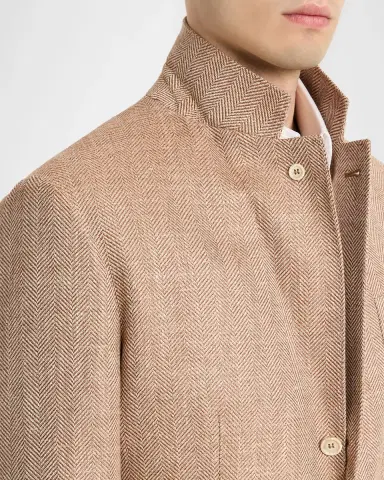 Brunello Cucinelli Men's Wool, Silk and Linen Herringbone Suit Jacket | Thumbnail 6 Brunello Cucinelli Men's Wool, Silk and Linen Herringbone Suit Jacket | Thumbnail 6