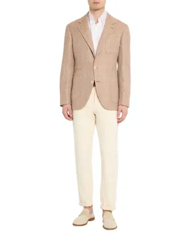 Brunello Cucinelli Men's Wool, Silk and Linen Herringbone Suit Jacket | Thumbnail 1 Brunello Cucinelli Men's Wool, Silk and Linen Herringbone Suit Jacket | Thumbnail 1