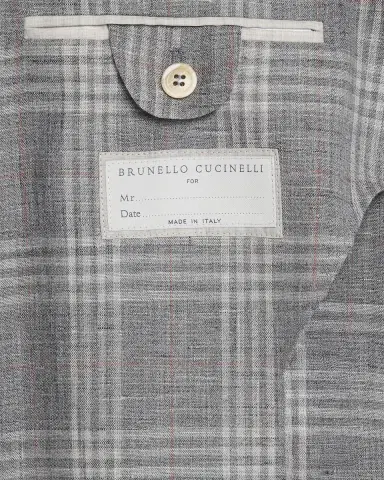 Brunello Cucinelli Men 's Wool, Silk and Linen Plaid Single-Breasted Suit Jacket | Thumbnail 5 Brunello Cucinelli Men 's Wool, Silk and Linen Plaid Single-Breasted Suit Jacket | Thumbnail 5