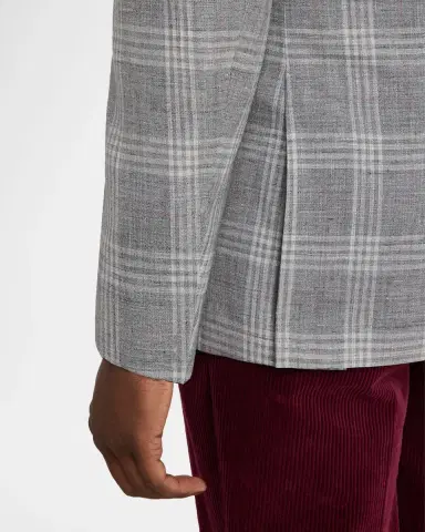 Brunello Cucinelli Men 's Wool, Silk and Linen Plaid Single-Breasted Suit Jacket | Thumbnail 7 Brunello Cucinelli Men 's Wool, Silk and Linen Plaid Single-Breasted Suit Jacket | Thumbnail 7