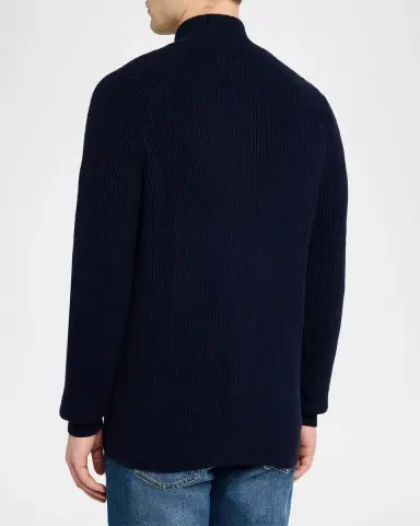 Brunello Cucinelli Men's Cotton Rib Full-Zip Cardigan | Thumbnail 2 Brunello Cucinelli Men's Cotton Rib Full-Zip Cardigan | Thumbnail 2