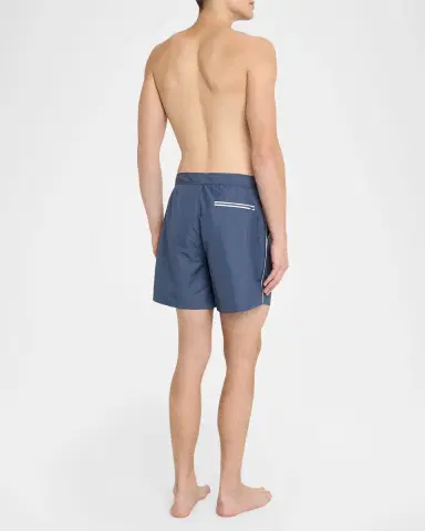 Brunello Cucinelli Men's Tabbed-Waistband Nylon Swim Shorts with Piping | Thumbnail 2 Brunello Cucinelli Men's Tabbed-Waistband Nylon Swim Shorts with Piping | Thumbnail 2
