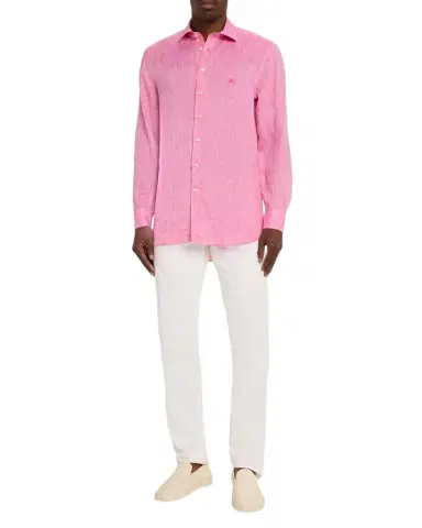 Etro Men's Pegaso Linen Roma-Fit Shirt | Thumbnail 1 Etro Men's Pegaso Linen Roma-Fit Shirt | Thumbnail 1