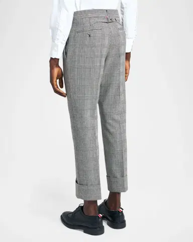 Thom Browne Men's Prince of Wales Straight-Leg Trousers | Thumbnail 2 Thom Browne Men's Prince of Wales Straight-Leg Trousers | Thumbnail 2