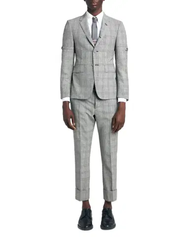 Thom Browne Men's Prince of Wales Straight-Leg Trousers | Thumbnail 1 Thom Browne Men's Prince of Wales Straight-Leg Trousers | Thumbnail 1
