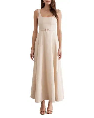 Aqua Blu Australia Claudette Belted Linen Maxi Dress | Thumbnail 1 Aqua Blu Australia Claudette Belted Linen Maxi Dress | Thumbnail 1