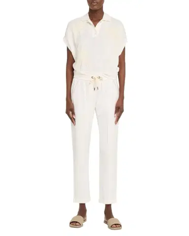 Brunello Cucinelli Monili-Trim Cotton Slim-Leg Ankle Drawstring Pants | Thumbnail 1 Brunello Cucinelli Monili-Trim Cotton Slim-Leg Ankle Drawstring Pants | Thumbnail 1