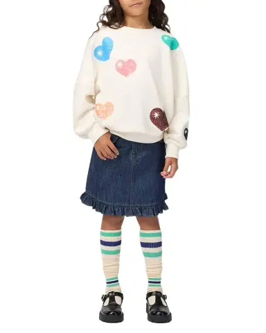 Molo Girl's Marika Sequined Heart Sweatshirt, Size 8-16 | Thumbnail 1 Molo Girl's Marika Sequined Heart Sweatshirt, Size 8-16 | Thumbnail 1