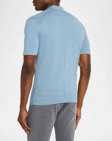 rag & bone Men 's Saxon Silk-Cotton Polo Shirt | Thumbnail 2 rag & bone Men 's Saxon Silk-Cotton Polo Shirt | Thumbnail 2