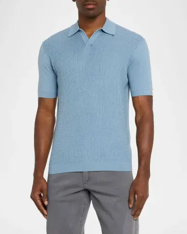 rag & bone Men 's Saxon Silk-Cotton Polo Shirt | Thumbnail 3 rag & bone Men 's Saxon Silk-Cotton Polo Shirt | Thumbnail 3