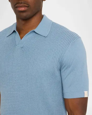 rag & bone Men 's Saxon Silk-Cotton Polo Shirt | Thumbnail 4 rag & bone Men 's Saxon Silk-Cotton Polo Shirt | Thumbnail 4