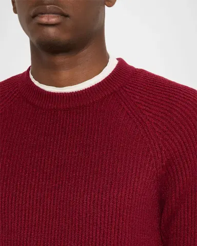 Brunello Cucinelli Men's Cotton Rib Crewneck Sweater | Thumbnail 4 Brunello Cucinelli Men's Cotton Rib Crewneck Sweater | Thumbnail 4