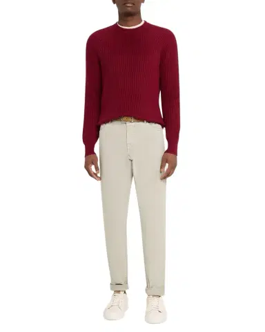 Brunello Cucinelli Men's Cotton Rib Crewneck Sweater | Thumbnail 1 Brunello Cucinelli Men's Cotton Rib Crewneck Sweater | Thumbnail 1