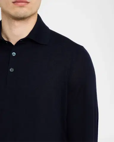 Brunello Cucinelli Men's Cashmere Knit Polo Sweater | Thumbnail 4 Brunello Cucinelli Men's Cashmere Knit Polo Sweater | Thumbnail 4