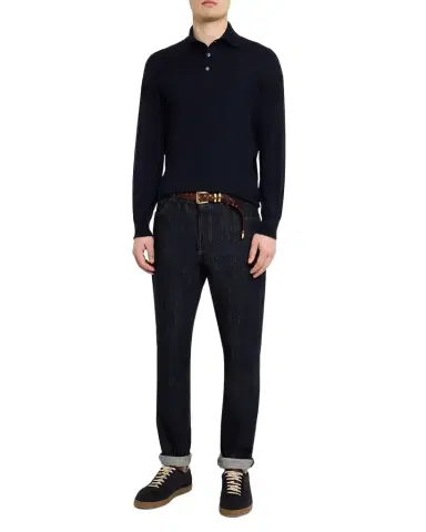Brunello Cucinelli Men's Cashmere Knit Polo Sweater | Thumbnail 1 Brunello Cucinelli Men's Cashmere Knit Polo Sweater | Thumbnail 1